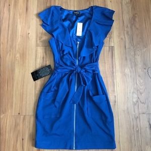 NWT BEBE Borderline Zip Front Dress